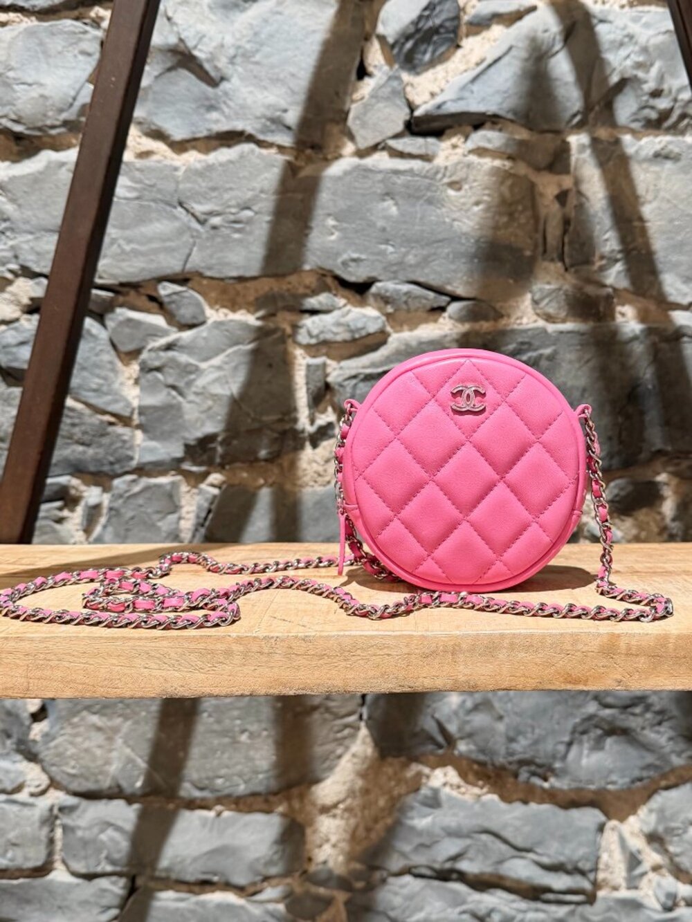 Chanel 2018-2019 Pink Lambskin Circle Chain Bag